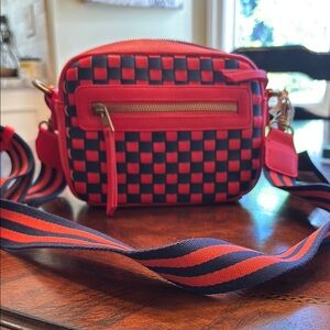 Red and Black Checkered Crossbody Bag